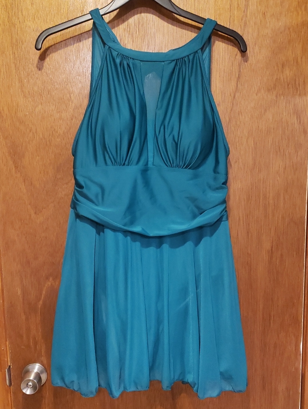 BloomChic Teal High-Neck One-Piece Swimdress